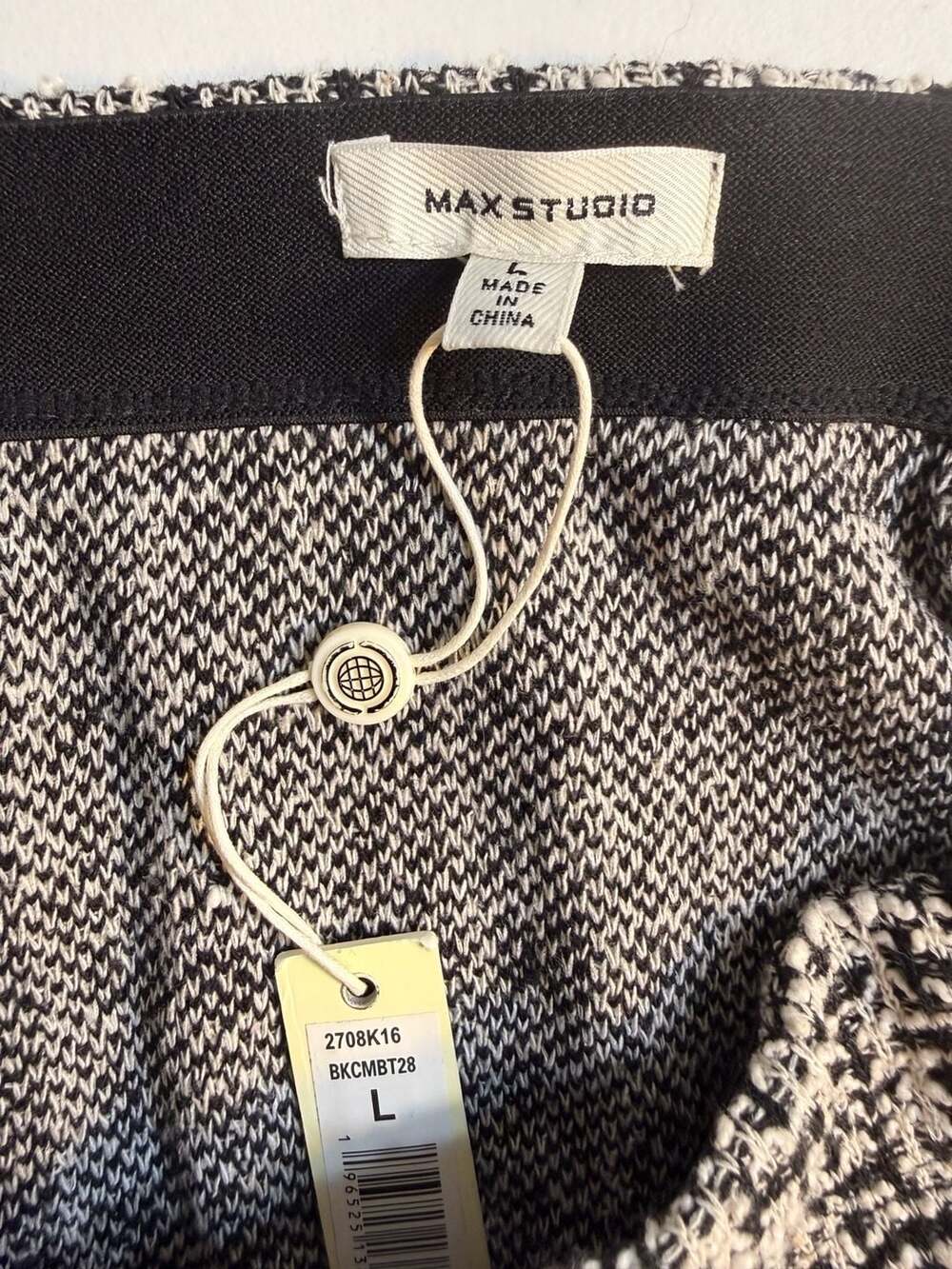 Max Studio Womens Black White Knit Tweed Mini Skirt 2708K16 Size Large NWT - Picture 3 of 6